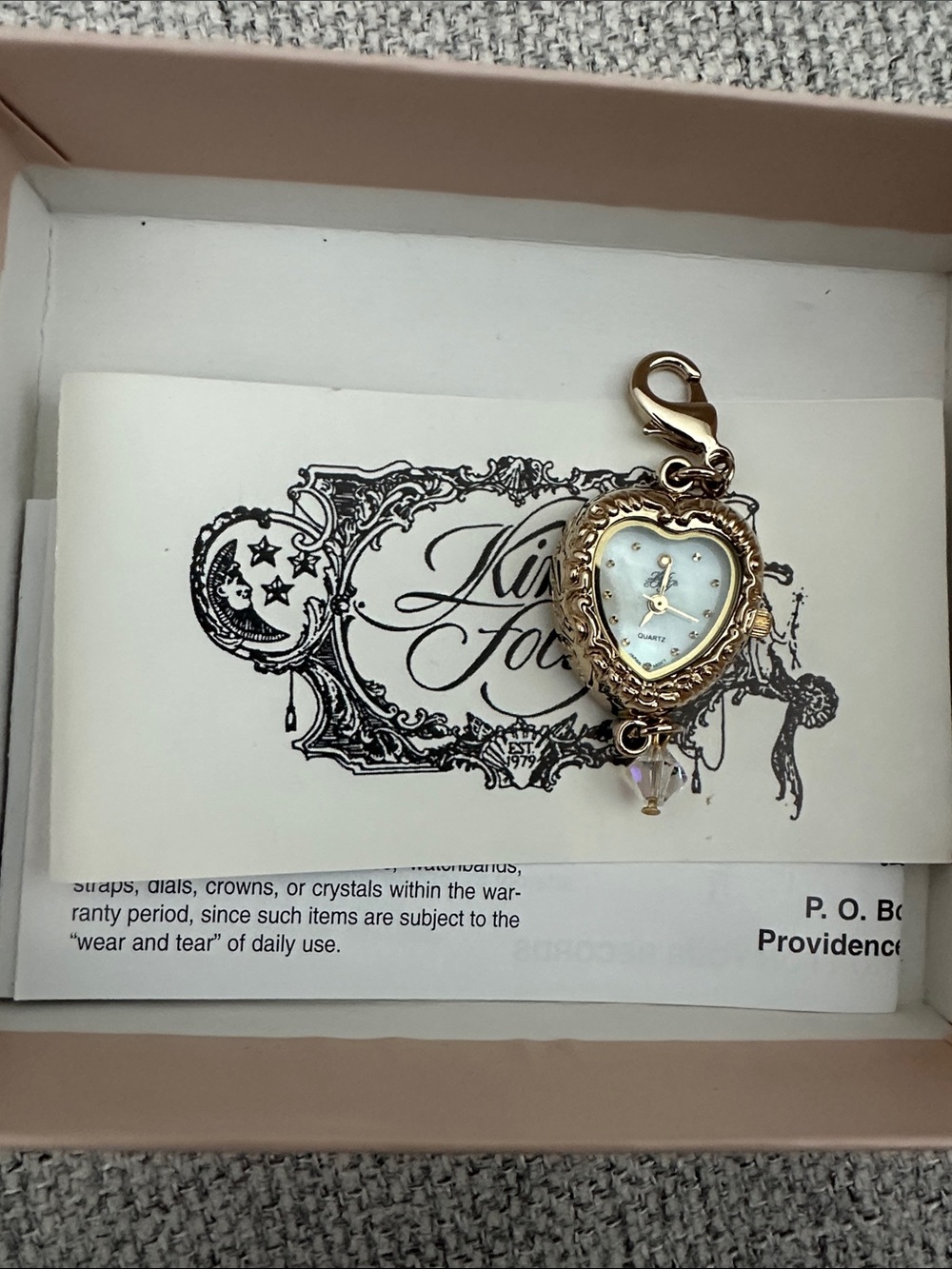 Kirks Folly Gold Heart Charm Watch with Iridescent Crystal